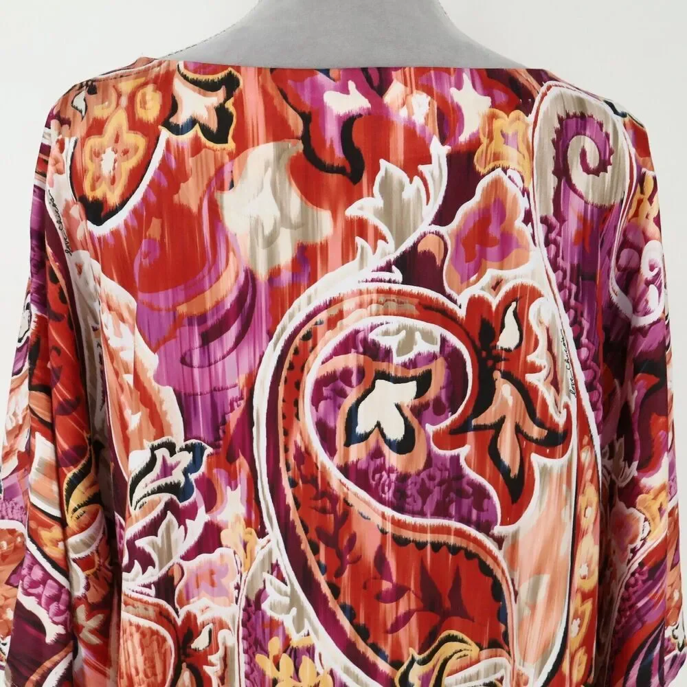 Chico's sz 2 (12-14) Vibrant Paisley and Leopard Blouse - Picture 9 of 13